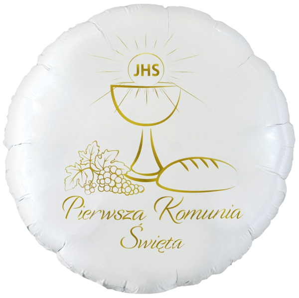 Rund folieballon Første hellige kommunion 45 cm