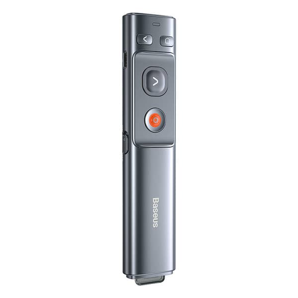 Baseus Orange Dot Multifunktionel Præsentationsfjernbetjening med Laserpointer, Genopladelig (Grå)