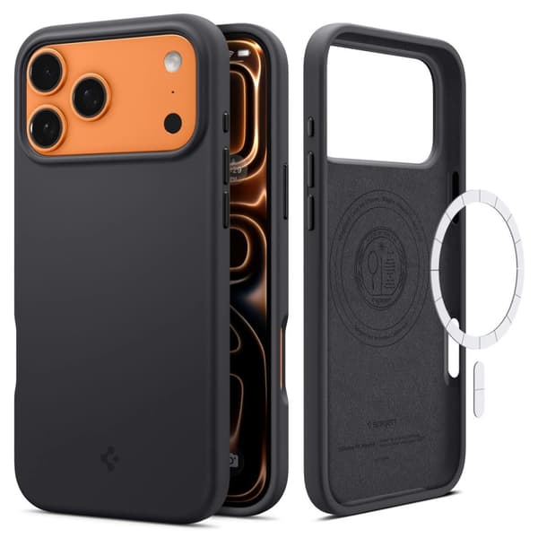 Spigen Silikone Fit MagSafe-etui til iPhone 17 Pro - Sort