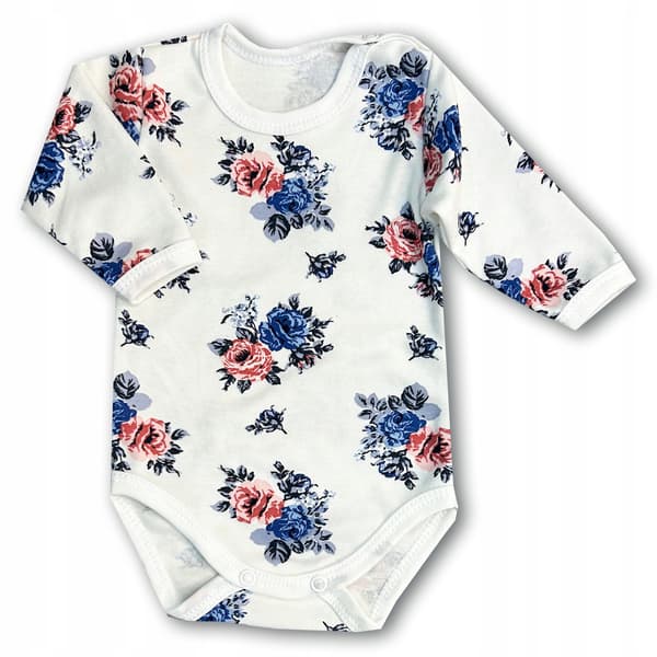 Body långärmad flicka 56 100% bomull ros