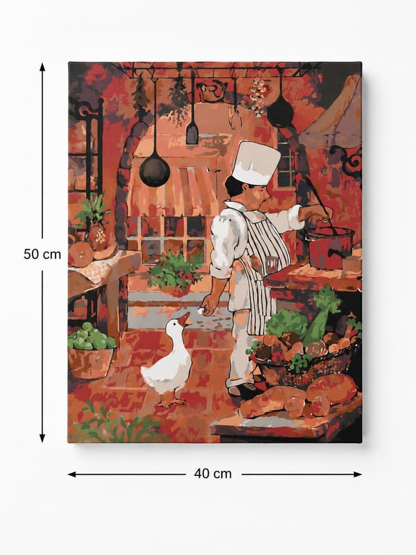 Maleri efter tal med ramme Billeder til maleri - Køkken 40x50 cm