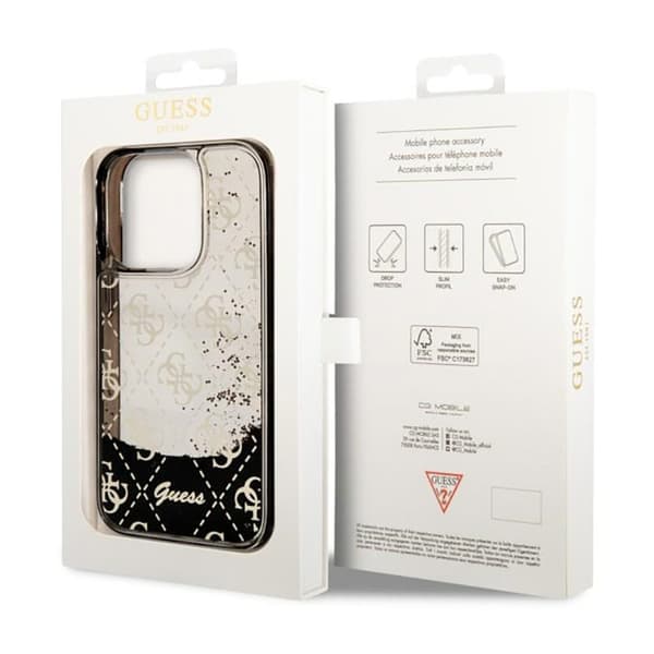 Guess Liquid Glitter Translucent 4G - iPhone 14 Pro cover (sort)
