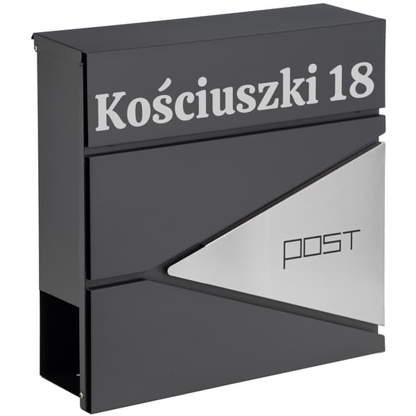 Boris-antrasiittinen postilaatikko kaiverruksilla