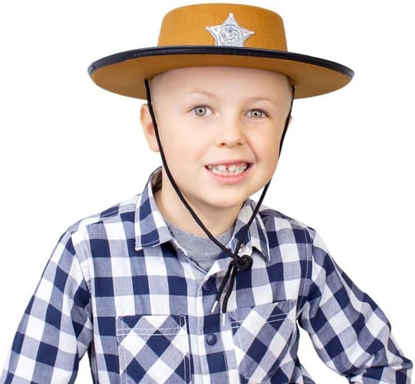 Sheriffens cowboyhat med stjerne, brun, 56 cm