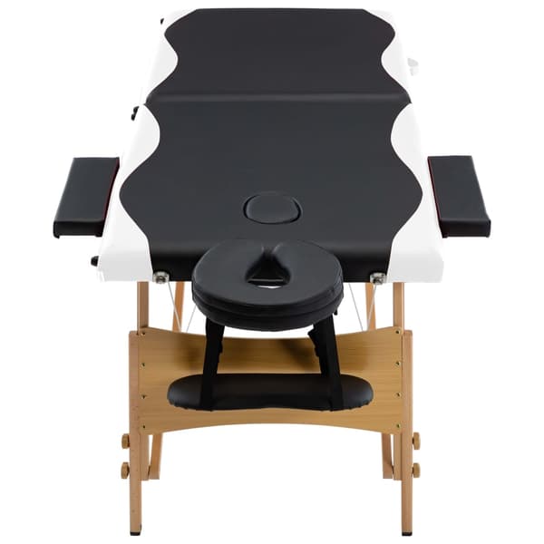 vidaXL foldbart massagebord, 2-zoner, træ, sort og hvid