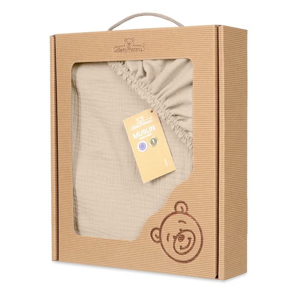 MUSLIN Fitted Sheet 70x140x10 I Ecru Box