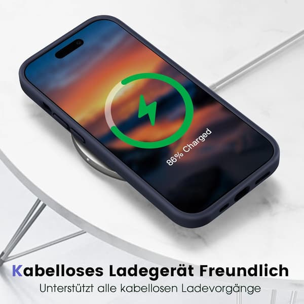 FODRAL TILL APPLE IPHONE 14 PRO, SILIKON, MARINBLÅ BAKSIDA