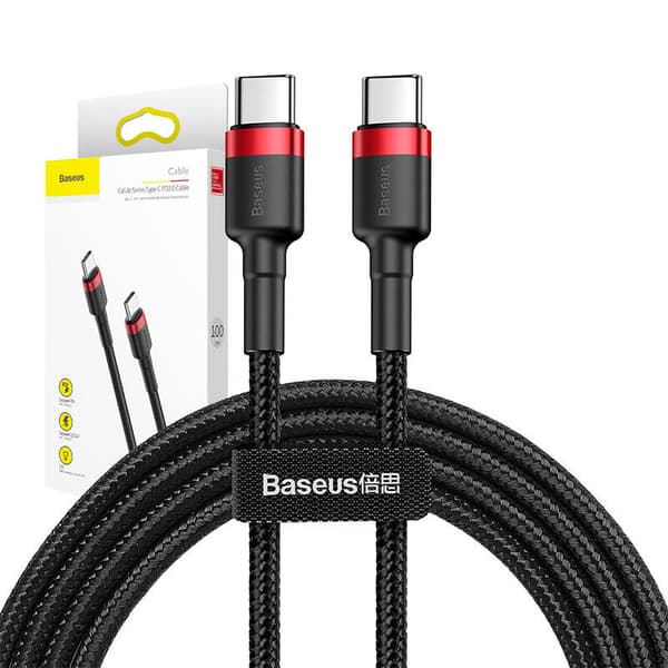 Baseus Cafule PD 2.0 QC 3.0 USB-C til USB-C PD-kabel 60W 1m (sort-rød)
