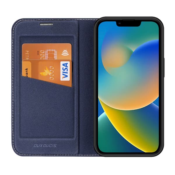 Dux Ducis Skin X2 cover til iPhone 14 Plus med magnetisk klap blå