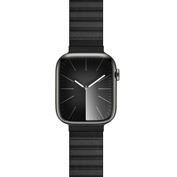 Crong Eclipse - Magnetisk Læderrem til Apple Watch 44/45/46/49 mm (Sort)