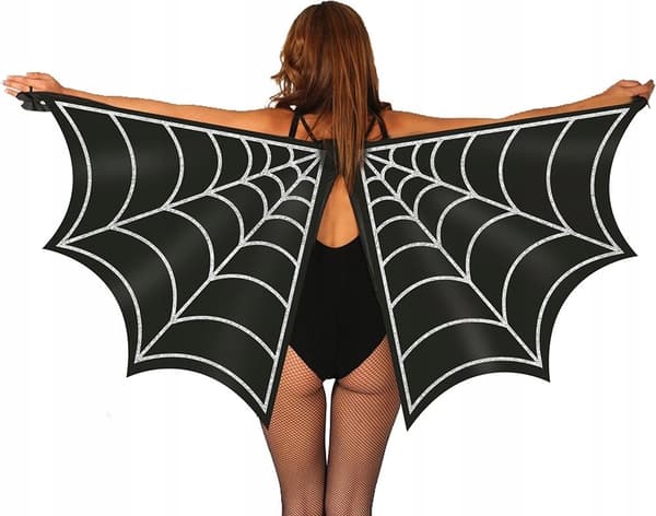 Spider kostymmantel svarta fladdervingar Halloween karnevalbal