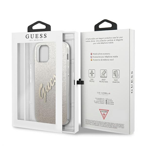 Guess GUHCP12SPCUGLSGO iPhone 12 mini5.4 kulta/kultainen kovakuori Glitter Gradient Script