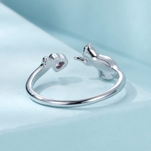 Silver universalring, kattunge med hjärta, silver 925