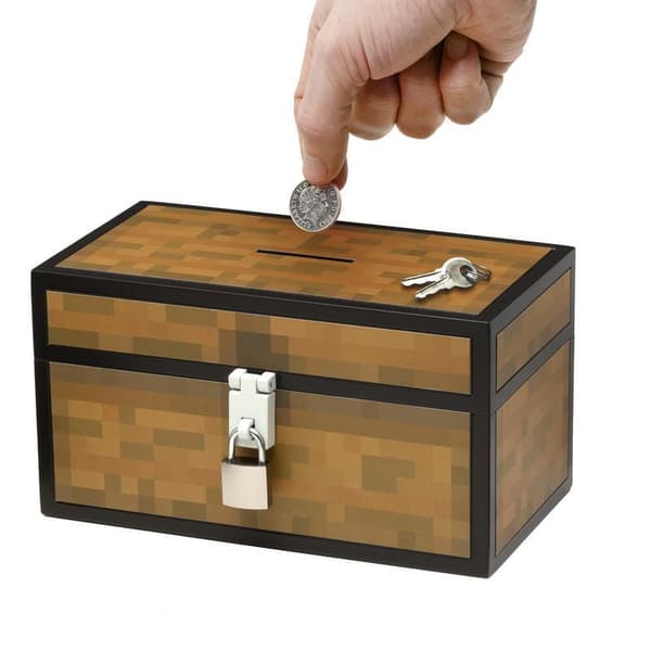 Sparegris Skattekiste med nøgle - Minecraft