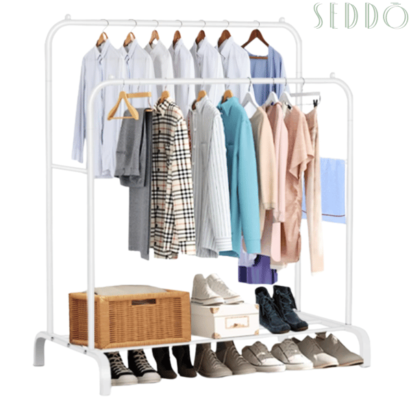 Metal bøjle stående hall garderobe solid hylde stor