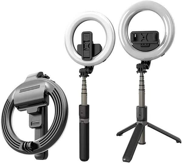 Selfiepinne LED-ringlampa med stativ