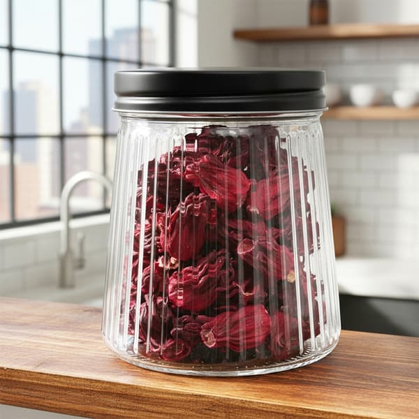 Glasbeholder til tørvarer med låg 700 ml