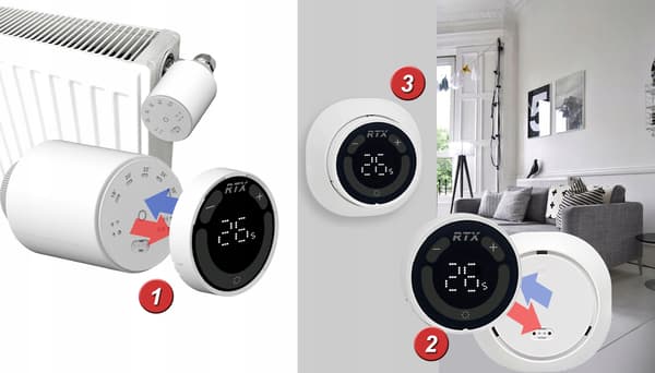 RTX termostathuvud för radiator- och golvvärme + TUYA fjärrstyrd ZigBee-sensor