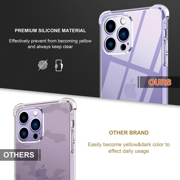 ETUI TIL APPLE IPHONE 14 PRO TRANSPARENT SILIKONE 3X HÆRDET GLAS