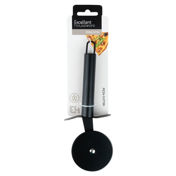 Pizzakniv i stål svart 20 cm