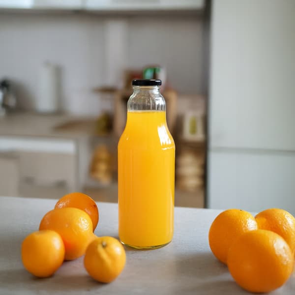 FRUIT-flaska 1L glasflaskor för juice, sirap, mjölk 1000ml + LOCK