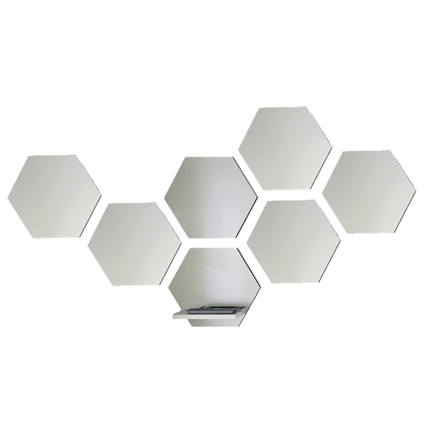 Set med 6 hexagoner och 1 hexagonal hylla
