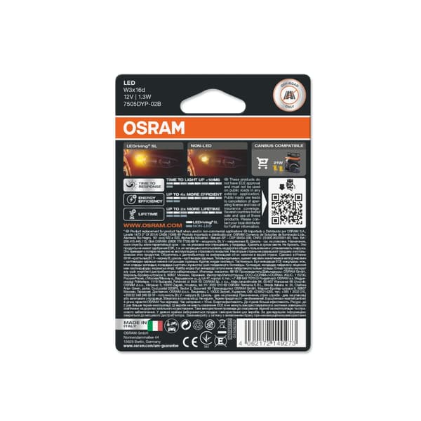 LED Premium Ny W21W Amber EPACK