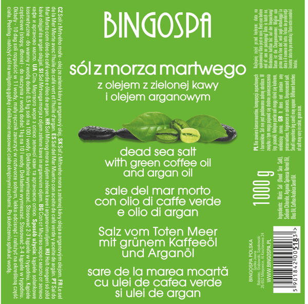 Dødehavs mineralsalt med grøn kaffeolie og arganolie BINGOSPA