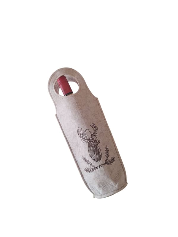 VINPRESENTPÅSE I FILT, LJUSBEIGE, 35×15×8,5 CM FÖR FLASKOR