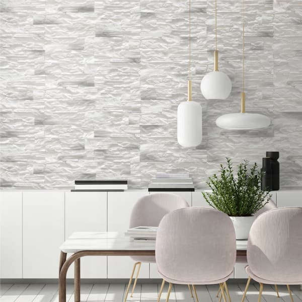 Dekorativ gipsväggplatta 37×9,2 cm 0,4 m² Vit och grå, stenimitation