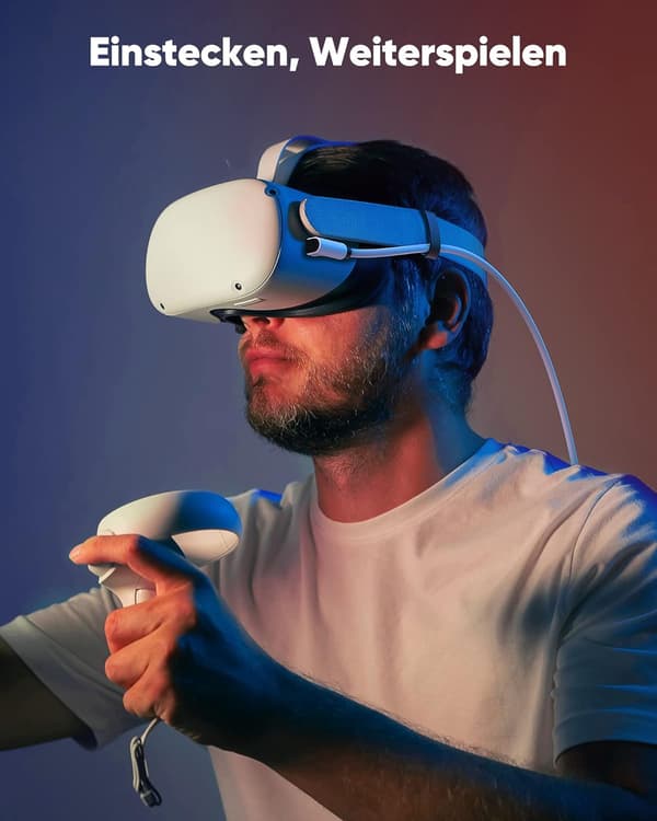 USB 3.0 USB-C-KABEL FÖR OCULUS QUEST 1 2-ST STEAM VR 5 Gb/s VIT 5m
