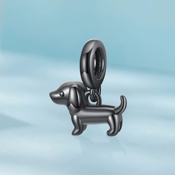 Silverberlock svart DACHSHUND-hänge pärlor silver 925