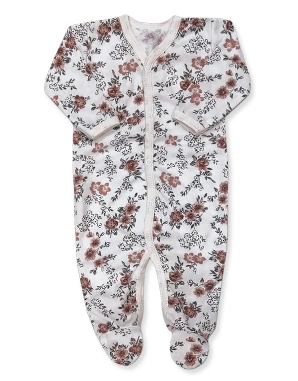 Pajac knäppbar 86 pyjamas för spädbarn med blommor