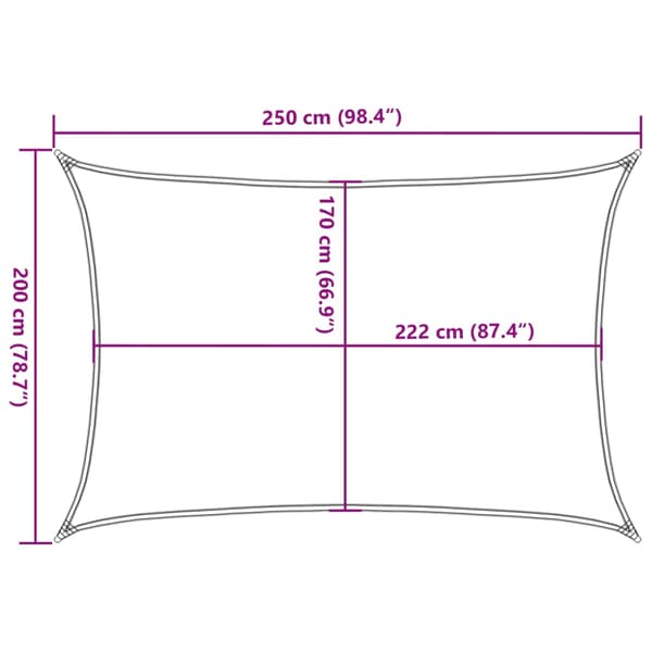vidaXL solsejl, sand, 2,5x2 m, 100% polyester