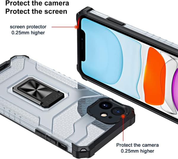 SORT ARMOR-ETUI TIL APPLE IPHONE 11 6.1" + HÆRDET GLAS A2111