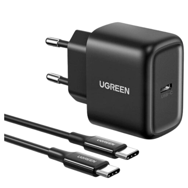 UGREEN CD250 vægoplader, 25W, USB-C (sort) + USB-C til USB-C kabel, 2m (sort)