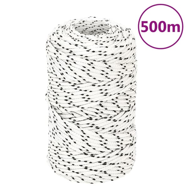 vidaXL Flätad segelrep, vit, 2 mm x 500 m, polyester