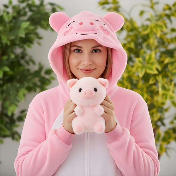 Kigurumi-pyjamas rosa grå storlek 145-155 cm