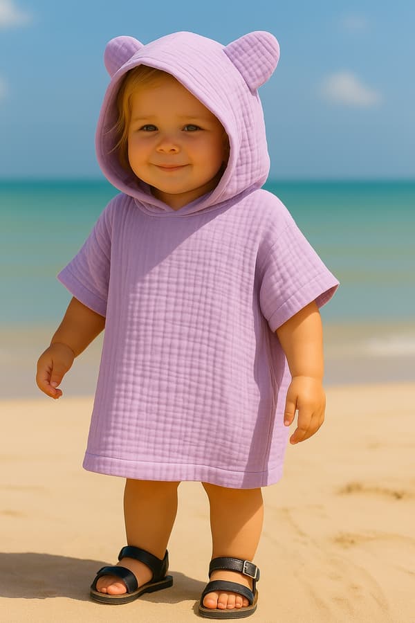Lasten silkkiponcho 86-104 rantaliiviosa Lilja
