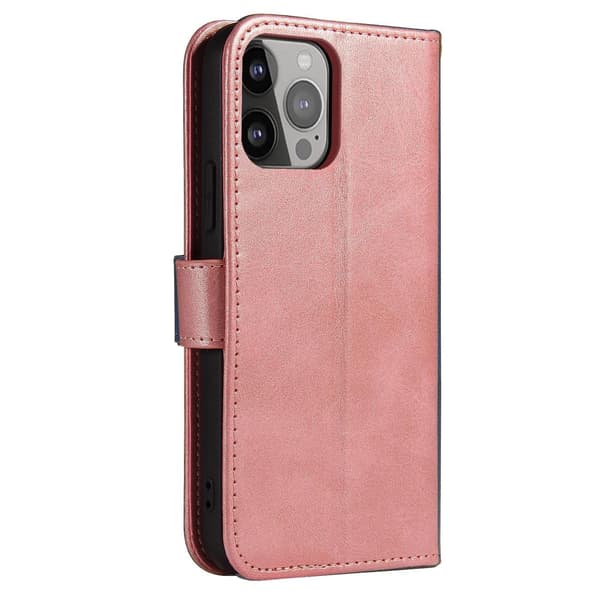 Plånboksfodral med flik och stativ för iPhone 15 Plus Magnetfodral - rosa