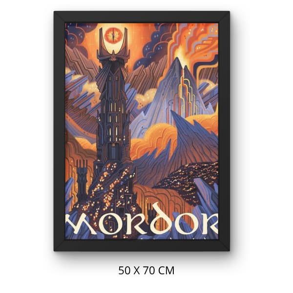 Mal efter nummer-billede med Mordor-ramme 50x70 cm