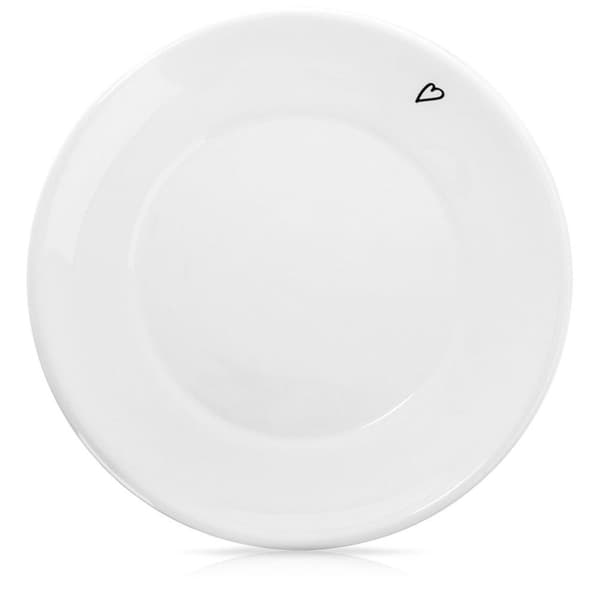 Litet keramikfat, vitt hjärta, 12 cm