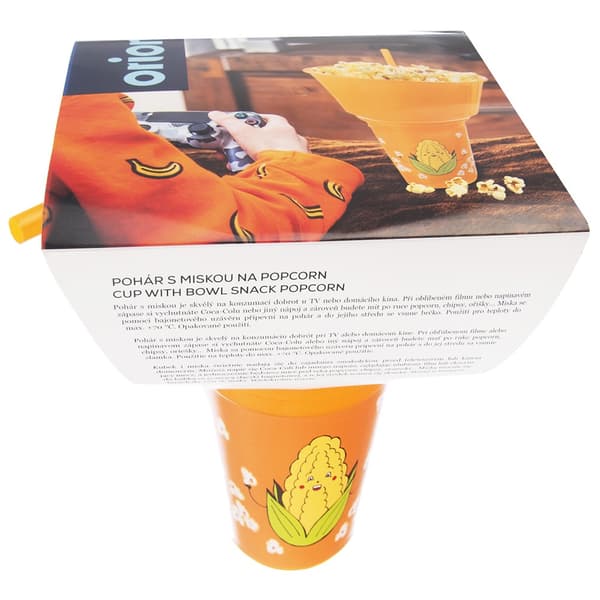 Oranssi muki ja popcorn-kulho 500 ml