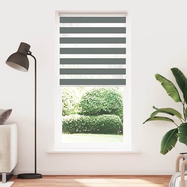 vidaXL Zebrarullgardin, mörkgrå, tygbredd 100,9 cm, polyester