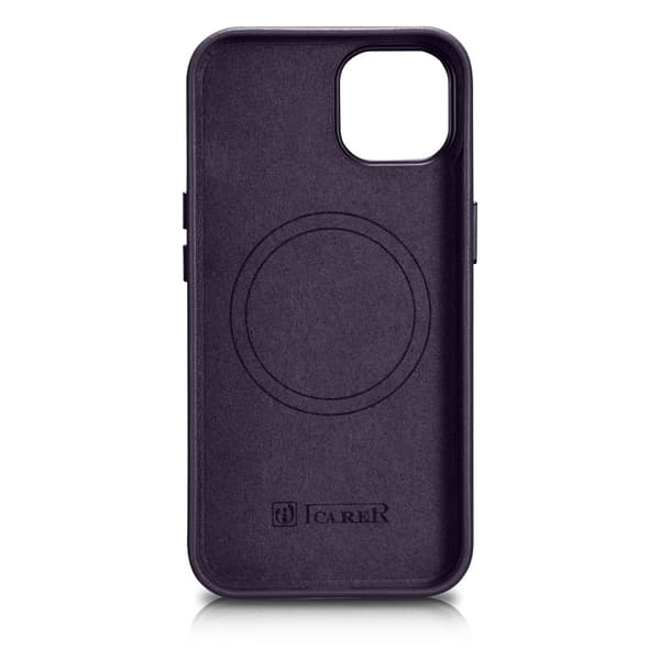 iCarer Case Læderetui til iPhone 14 Plus, mørkelilla (MagSafe-kompatibel)