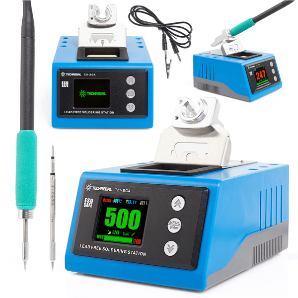 Techrebal T21-BGA loddestation, 3 spidser, c245, måtte, rensemiddel, flusmiddel