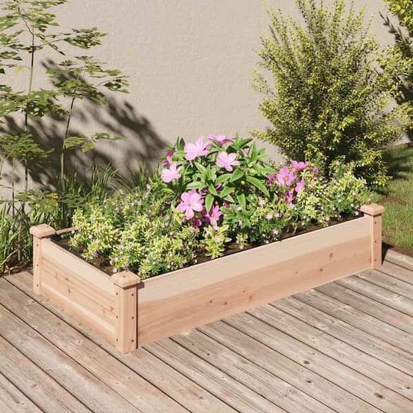 vidaXL Upphöjd rabatt med foder 120x60x25 cm gran