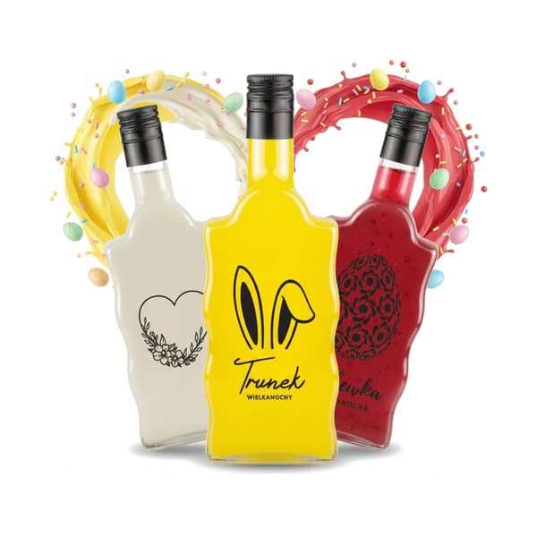 5x Påskeglasflasker Wave 500ml med print til likørgave