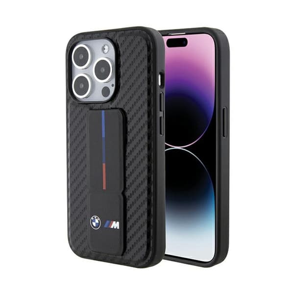 BMW Grip Stand Smooth & Carbon - iPhone 15 Pro -kotelo (musta)