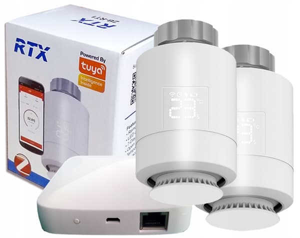 2x RTX-termostaattipää + ZigBee LAN -yhdyskäytävä TUYA SET2